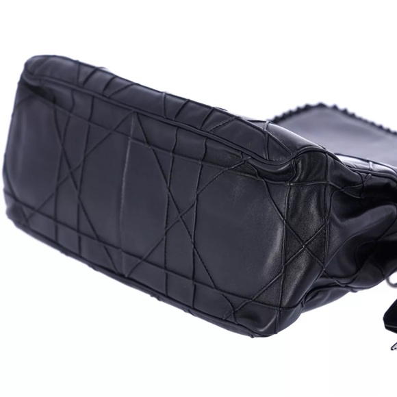 Christian Dior Black Lambskin Leather New Lock Ruffle Flap Shoulder Bag Ruffle - Picture 15 of 15